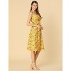 Allegra K Women's Floral Twist Front Knee Length Summer Adjustable Strap Sundresses - 4 of 4