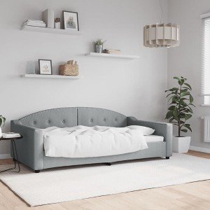 vidaXL Day Bed Light Grey 100x190 cm - Versatile Fabric Sofa Bed with Padded Foam, Sturdy Wood/Metal Frame, Modern Design, Easy Assembly - 1 of 4