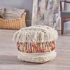 Proto Boho Wool Pouf Ivory - Christopher Knight Home: Stuffed Floor Cushion, Bohemian Decor, No Assembly Required - 2 of 4