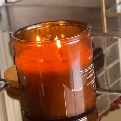 Amber Glass Whiskey + Oak Lidded Wood Wick Jar Candle 9oz - Threshold™ :  Target