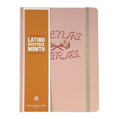 Journal 5"x7" Case Bound Elastic and Gold Edges Pink "Buenas Vibras" - Garven Greetings