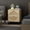 Resenkos Natural Nightstand for Bedroom with Drawer, Wood Rattan Bedside Table Living Room Side Table Brown - 3 of 4