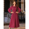 INSPIRE CHIC Women's Crewneck Lantern Long Sleeves A-Line Pleated Chiffon Maxi Formal Dress - 3 of 4