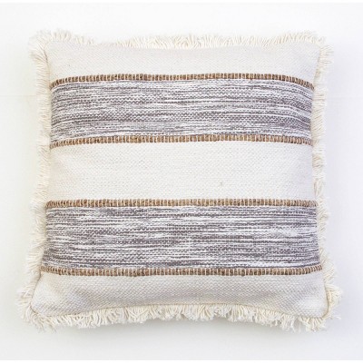 20"x20" Oversize Bodhi Jute Rope Fringe Trim Square Throw Pillow Gray - Decor Therapy