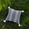 20" x 20" Lorna Hand Woven Gray Indoor/Outdoor Accent Throw Pillow w/ Tassels - 2 of 4