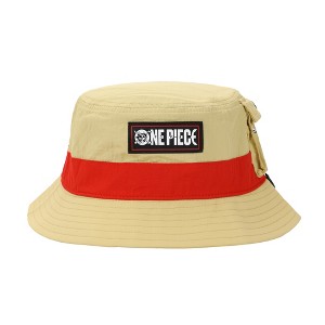 One Piece Live Action Straw Hat Pirate Adult Tan Bucket Hat With Side Pocket - 1 of 4