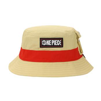 One Piece Live Action Straw Hat Pirate Adult Tan Bucket Hat With Side Pocket