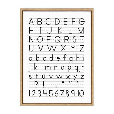 18" x 24" Sylvie Alphabet Penmanship Framed Canvas by the Creative Bunch Studio Natural - Kate & Laurel All Things Decor