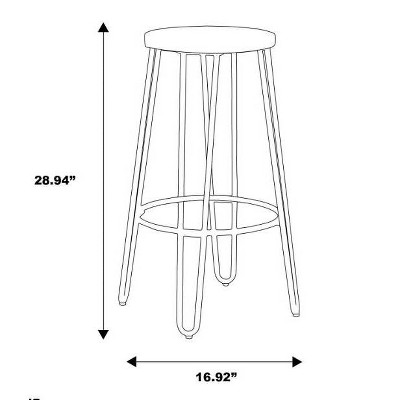 30" Quinn Natural Metal and Wood Backless Barstool