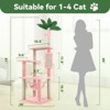 Modern Multicoloured 600 GSM Soft Plush Cat Tree Pet Tower with Sisal Post and Hanging Ball, Fake Real Leaves - 2 of 4