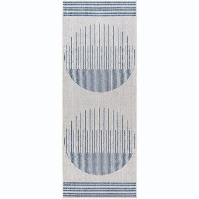 Mark & Day Struble 2'7"x7'3" Runner Woven Indoor and Outdoor Area Rugs Navy/Ivory