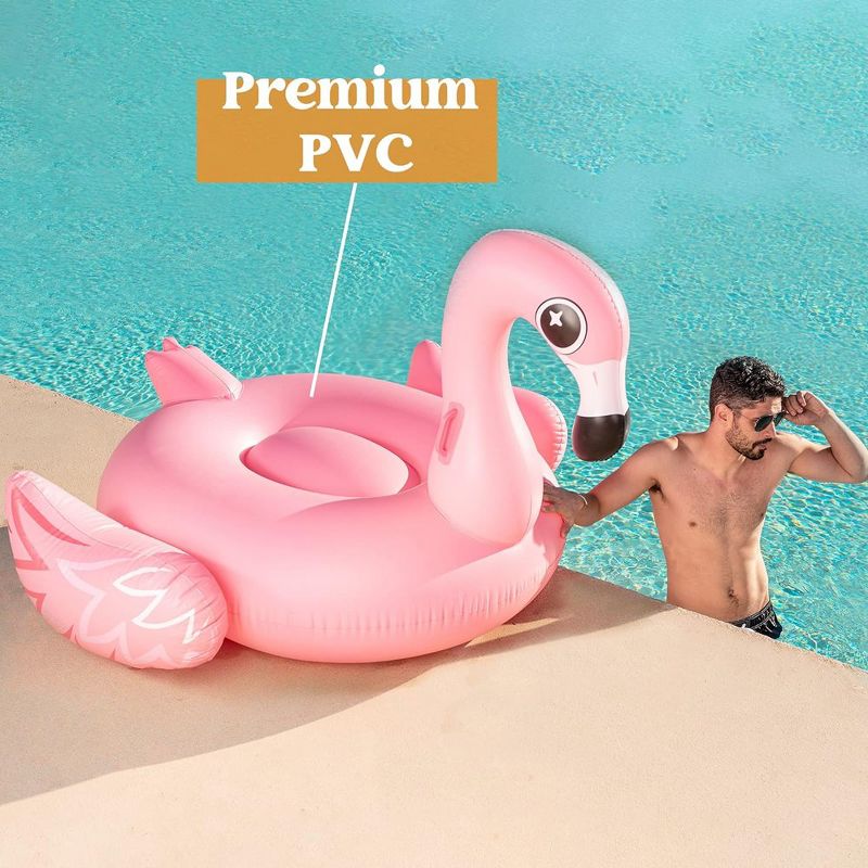 Syncfun Giant Flamingo Inflatable Pool Float - Pink Flamingo Fun Beach Floaties, Large Blow Up Ride on Pool Raft, 4 of 10