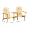 FONTOI Adirondack Chairs, Adirondack Chairs for Two, Outdoor Backyard Chair Set with Table and Umbrella Hole for Garden, Brown, 70"*36.25"*34.25" - 2 of 4