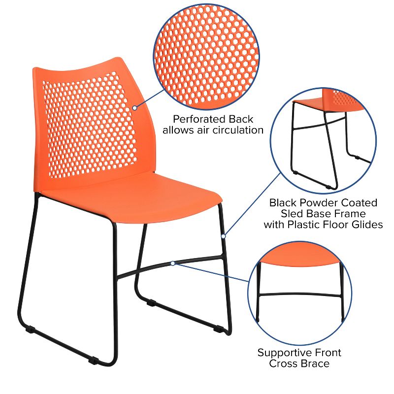 Flash Furniture HERCULES Series 661 lb. Capacity Stack Chair with Air-Vent Back and Powder Coated Sled Base, 3 of 11