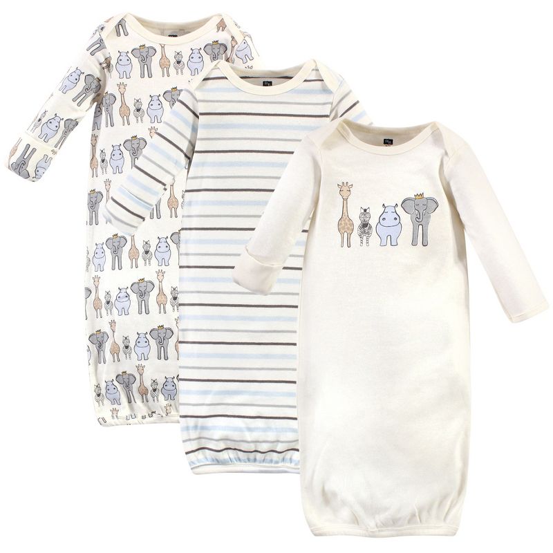 Hudson Baby Infant Boy Cotton Long-Sleeve Gowns 3pk, Royal Safari, 1 of 6