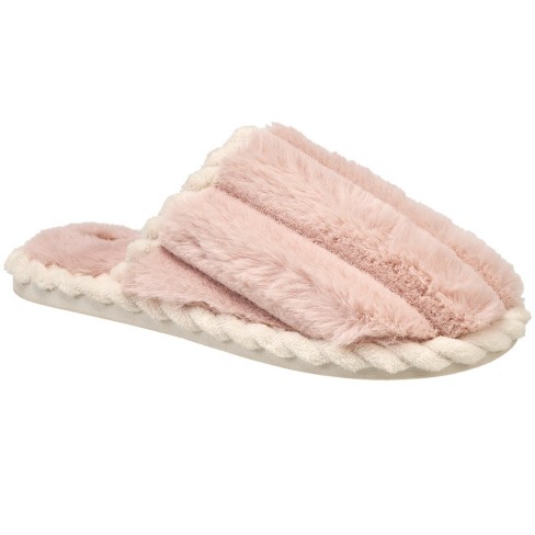 French Connection Women's Fluffy Textured Slippers - Winter House Shoes For  Women In Pink Size 9-10