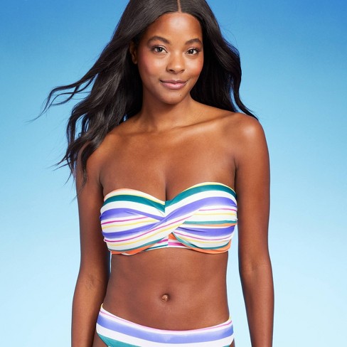 Women's Striped Twist Bandeau Bikini Top - Kona Sol™ Multi D/dd Cup : Target