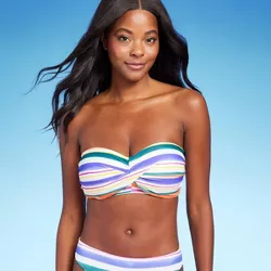 Women's Striped Twist Bandeau Bikini Top - Kona Sol™ Multi D/DD Cup