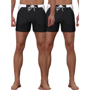 Lars Amadeus Men's Summer Stylish Contrast Color Elastic Waist Surfing Board Shorts 2 Pack - 1 of 4