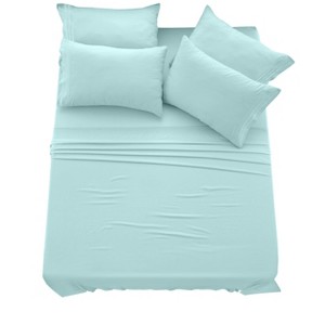6 Piece Bed Sheet Set Ultra Soft Brushed Microfiber Solid Sheets with Pillow Cases - Lux Decor Collection - 1 of 4
