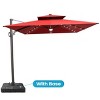Crestlive Products 11FT Patio Double Top Cantilever Umbrella with Light and Base Set Outdoor 360° Rotation 6 Heights Adjustable Offset Umbrella - 2 of 4