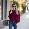 Amaryllis Women's Boat Neck Top with Sheer Textured Chevron Balloon Sleeves Relaxed Fit Versatile Pullover - 4 of 4