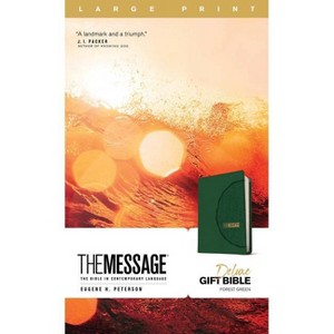 The Message Deluxe Gift Bible, Large Print (Leather-Look, Green) - (Leather Bound) - 1 of 1