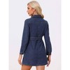 Allegra K Women's Belted Long Sleeves Button Front Denim Shirt Dress - 4 of 4