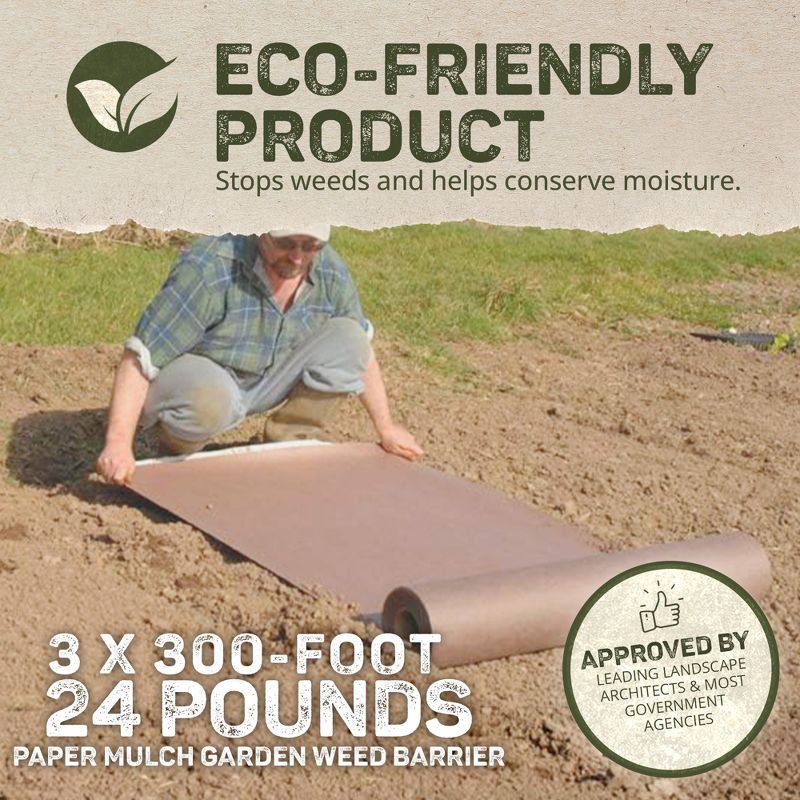 DeWitt NAT3300 3 x 300 Ft All Natural Organic Biodegradable Paper Mulch Garden Weed Control Barrier, 4 of 7