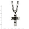 Black Bow Jewelry Stainless Steel Cross and 5mm Curb Chain Necklace - 22 Inch - 2 of 4