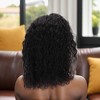 Unique Bargains Women's Medium Wave Curly Hair Wig 13x4in 180 Real Human Hair Black 1 Pc - 3 of 4