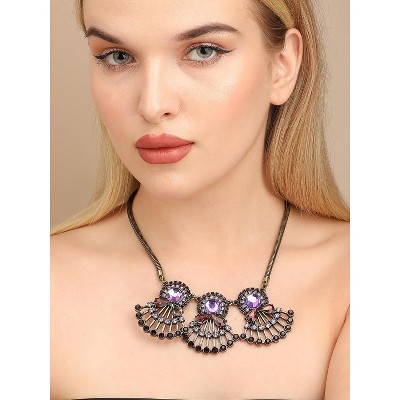 SOHI Women's Multicolour Party Stone Statement Necklace