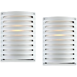 John Timberland Modern Outdoor Wall Light Fixtures Set of 2 White Grid 10" Frosted Glass for Post Exterior Barn Deck House Porch Yard Posts Patio Home - 1 of 4