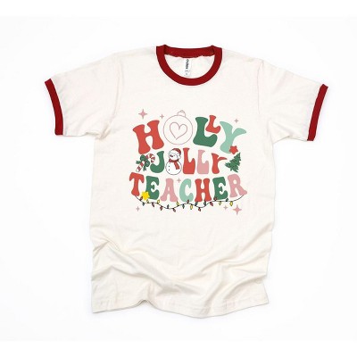Simply Sage Market Women's Holly Jolly Teacher Short Sleeve Ringer Tee