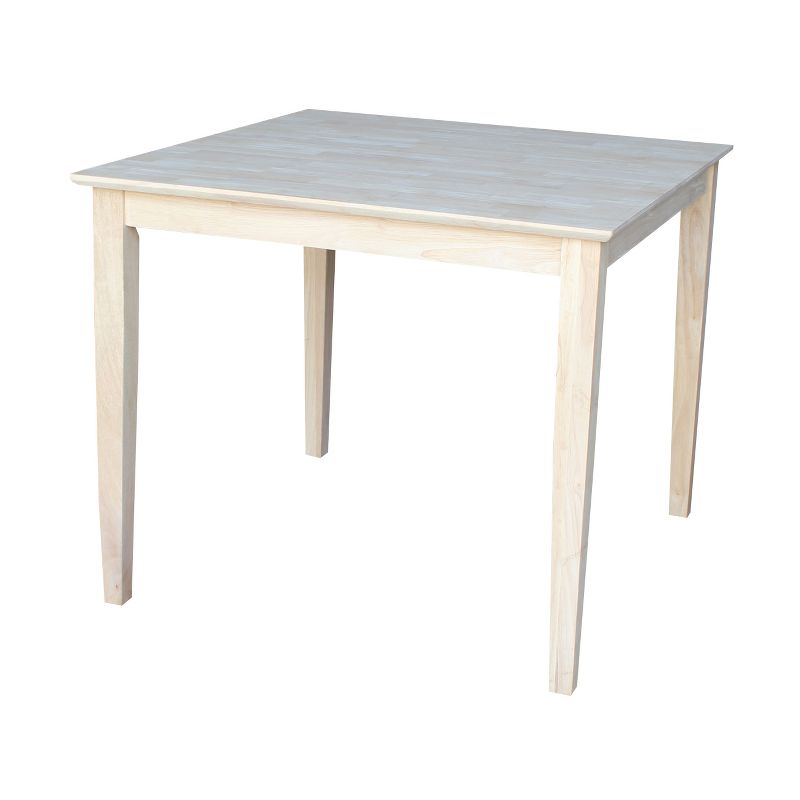 36" Square Solid Wood Table with Shaker Legs Unfinished - International Concepts, 4 of 7