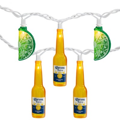 Northlight 10-Count Corona Extra Beer Bottle and Lime Summer Patio Lights - 9ft White Wire
