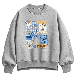 Women's Peanuts Snoopy Fashion Sketchbook Oversized Fleece Crew