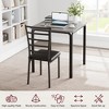 3-Piece Dining Set for 2 - Square Wood Table w/Upholstered Chairs, Space-Saving for Apartment/Home Office - 4 of 4