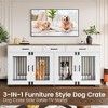 Double Dog Crate Furniture, 71 in  Indoor Wooden Dog Kennel with Removable Divider, 3 Drawers, for Medium Large Breeds, Brown+White - 2 of 4