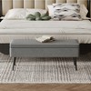 Leather Bench with Storage Ottoman, Foot Rest with Legs, Entryway End of Bed Bench with Stitching, Safety Hinges, for Living Room, Bedroom, Entryway - 3 of 4
