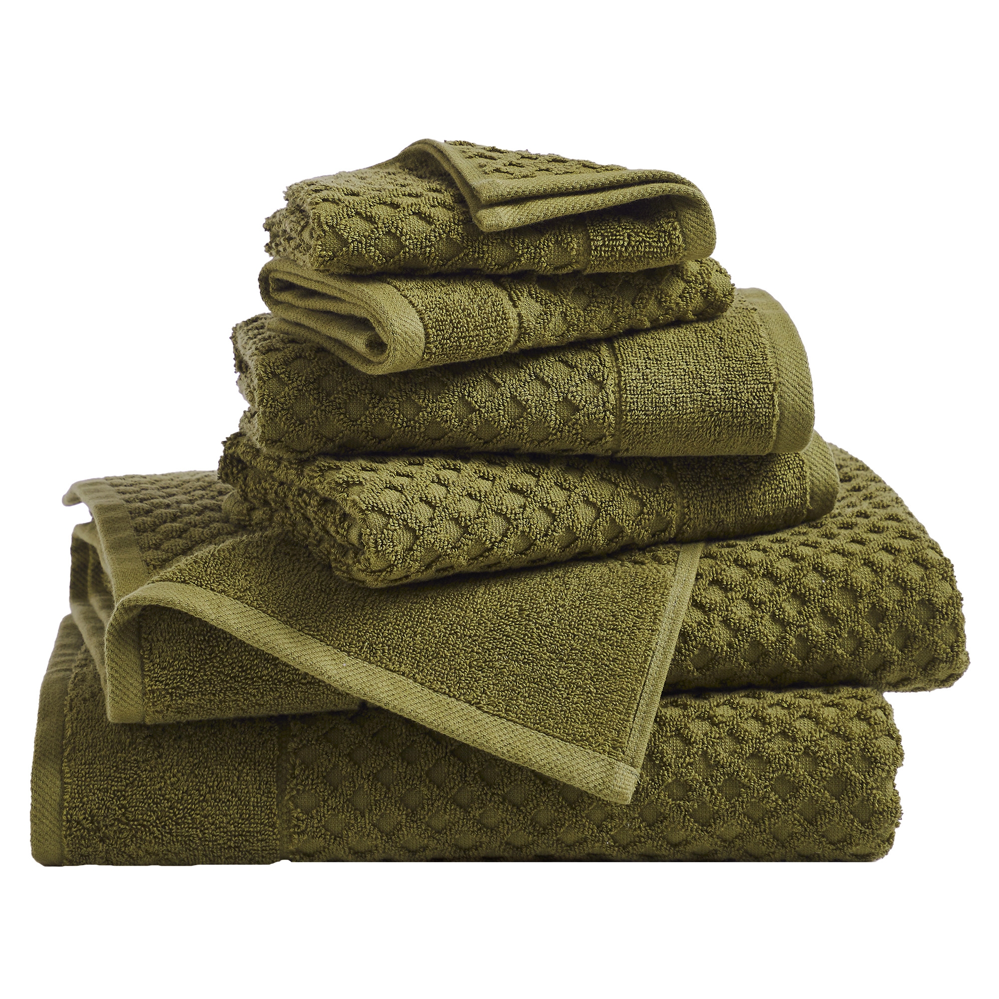 6 Piece Towels Set, (Olive)