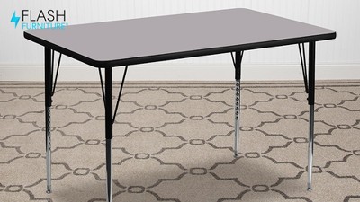 Gray Rectangular Laminate Activity Table with Adjustable Legs