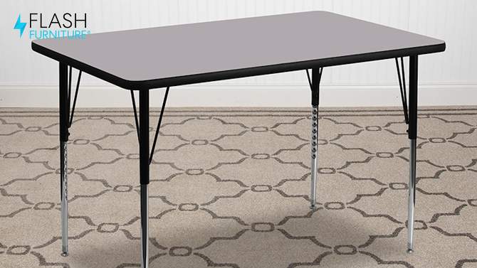 Flash Furniture 24''W x 48''L Rectangular HP Laminate Activity Table - Standard Height Adjustable Legs, 2 of 4, play video