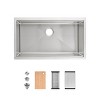 DOMETOUR Stainless Steel Kitchen Sink, 33″x19″ Single Bowl, Undermount Handmade Sink in Dark Gray, with Cutting Board, Colander - 2 of 4