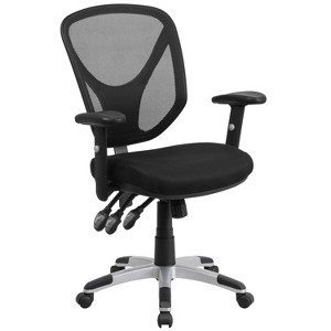 Flash Furniture Mid-Back Black Mesh Multifunction Swivel Ergonomic Task Office Chair with Adjustable Arms - 1 of 4