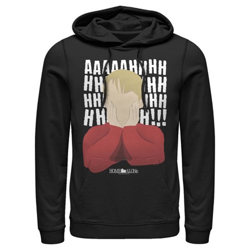 Men s Home Alone Kevin Ahhh Silhouette Pull Over Hoodie Black Small