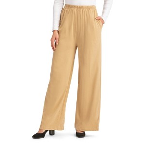 Collections Etc Wide Leg Elasticized Waist Knit Pants with Side Pockets - 1 of 4