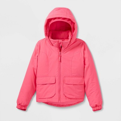 Girls' Solid Anorak Jacket - All in Motion™ Pink