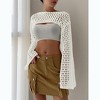 BLUEMING Women Boat Neck Knit Crop Sweater Drop Shoulder Bell Long Sleeve Hollow Out Pullover Top - 3 of 4
