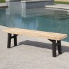 Vynxaria Patio Benches - 63" Rustic Two-Toned Outdoor Seating with Slat Panel Design - 4 of 4